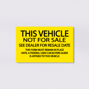 This Vehicle Is Not For Sale Sticker
